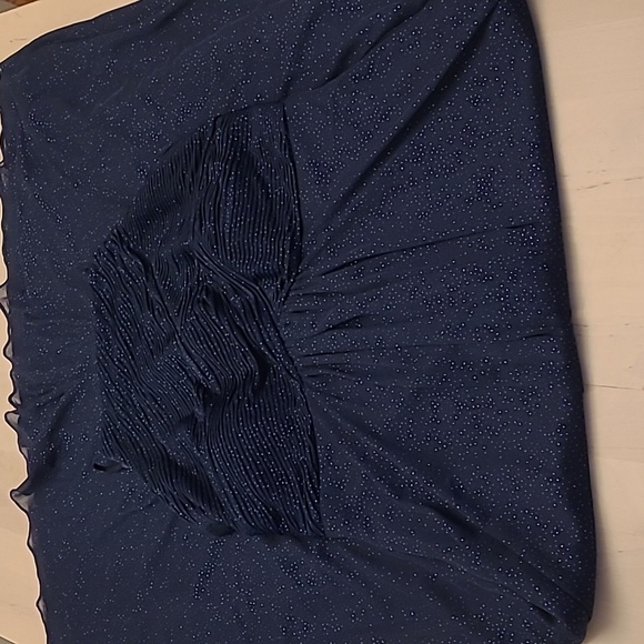 NWOT DB Studio Navy and Silver Glitter High Neck Maxi Gown - Picture 15 of 16